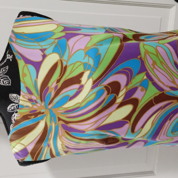 💜VTG Milly💜 - Multicolor Retro Floral Print Shift Dress - Picture 7 of 15